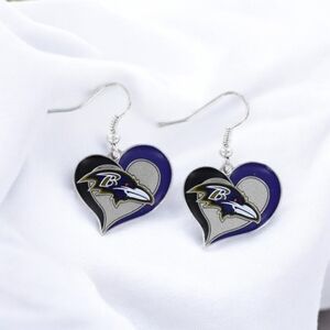 NWT Baltimore Ravens Swirl Heart Earrings